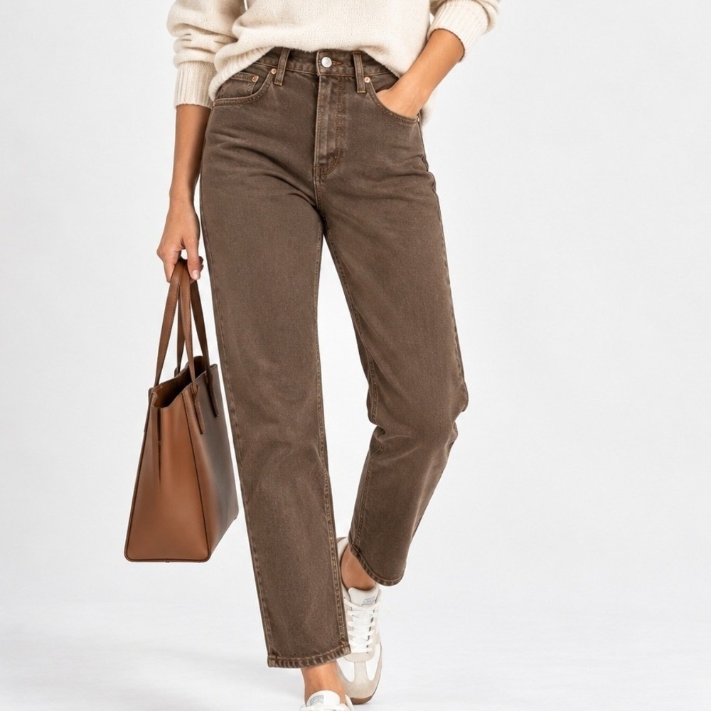 RE/DONE 70s Ultra High Rise Stove Pipe Jeans Washed Chocolate 26